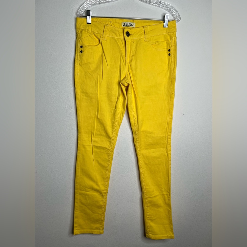 L.e.i Skinny Jeans Ashley Trouble Yellow Stretch Junior's SZ 9R